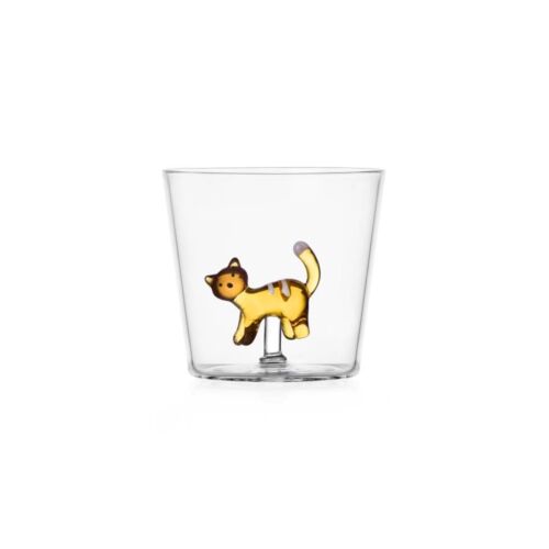  Ichendorf Glass Tumbler Tabby Cat Amber with White Stripes