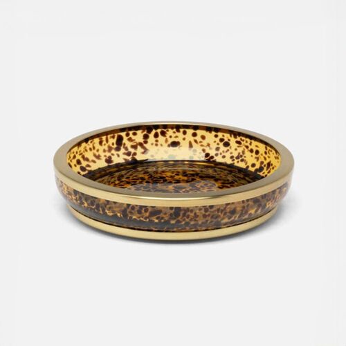  Pigeon & Poodle Benton Amber Tortoise & Matte Gold Soap Dish