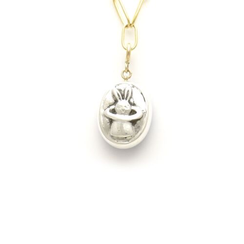 18K Gold-Dipped Silver Rabbit In The Hat Reversible Gold Charm