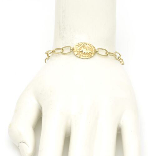 18K Gold-Dipped Bird & Bee Reversible Bat & Sun Chain Bracelet