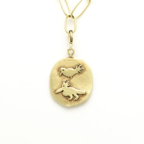 18K Gold-Dipped Birds & Rabbit with Flower Charm Pendant