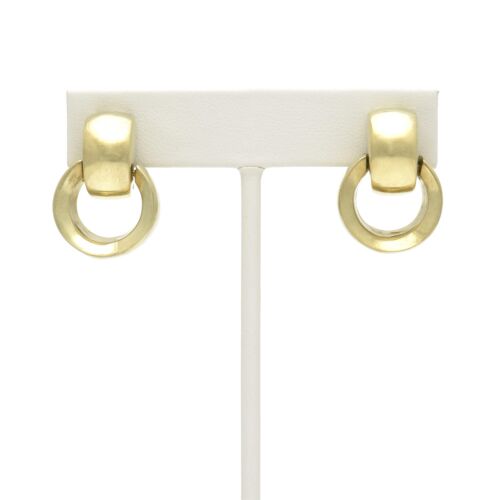 18K Gold-Dipped Door Knocker with Edged Hoop Clip Earrings