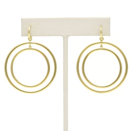 18K Gold-Dipped Graduated Double Ring Earrings