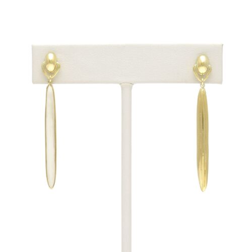 18K Gold-Dipped Long Reversible Bone Earrings
