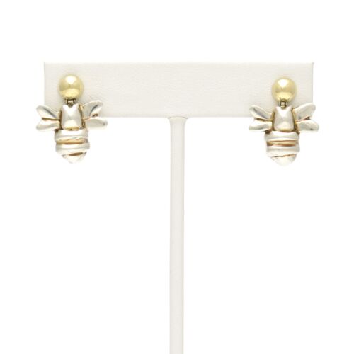 18K Gold-Dipped Silver Free Bee Earrings