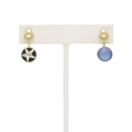 18K Gold-Dipped Silver Star Reversible Purple Stone Earrings
