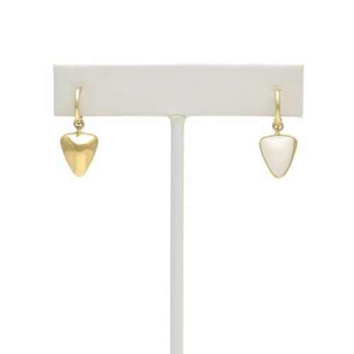 18K Gold-Dipped Soft Triangle Reversible Bone Stone Earrings