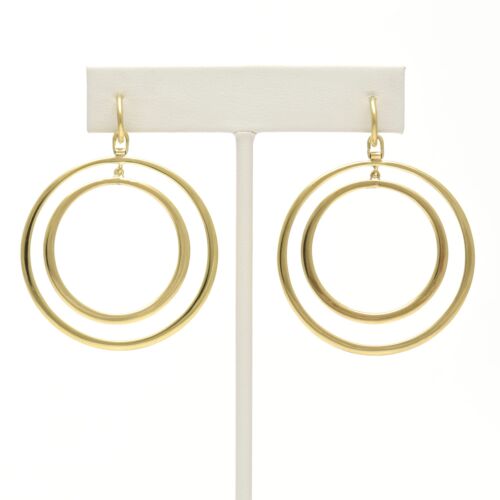 18K Gold-Dipped Graduated 1/8″ Thick Double Ring Earrings