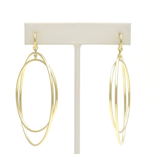 18K Gold-Dipped Graduated Double Ring Earrings