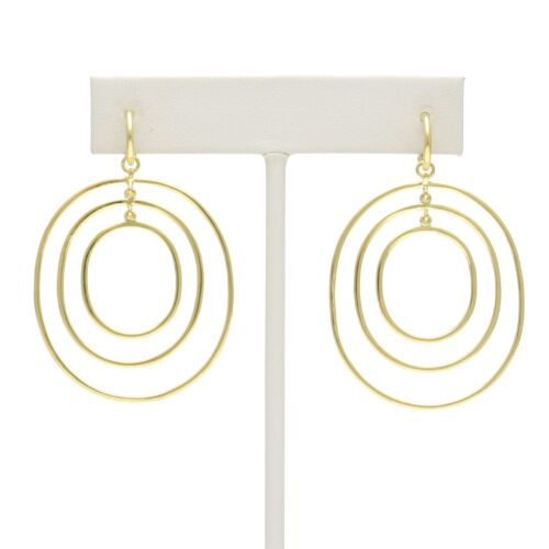 18K Gold-Dipped Graduated Three Oval Earrings