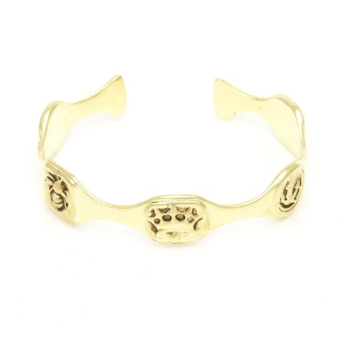 18K Gold-Dipped Heart, Bee, Crown & Anchor Cuff 