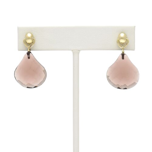 18K Gold-Dipped Large Tear Drop Stone Earrings