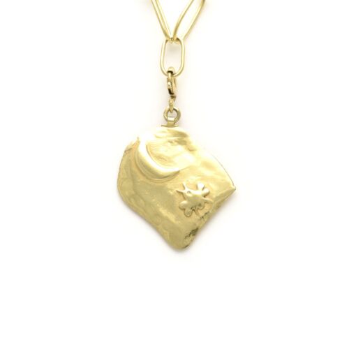 18K Gold-Dipped Birds Reversible Moon & Bee Pendant