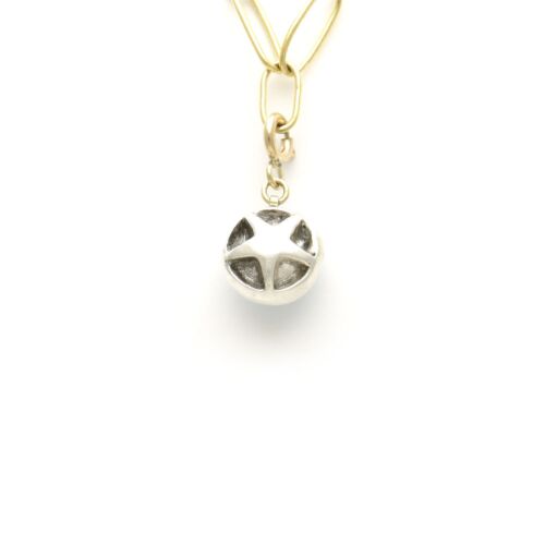 18K Gold-Dipped Silver Star Reversible Light Blue Stone Pendant