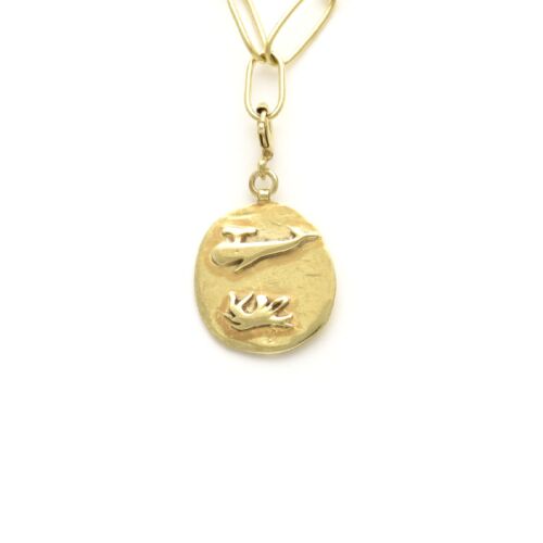 18K Gold-Dipped Whale & Squid Reversible Anchor & Clover Pendant 
