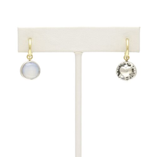 18K Gold-Dipped Silver Heart Reversible White Stone Earrings