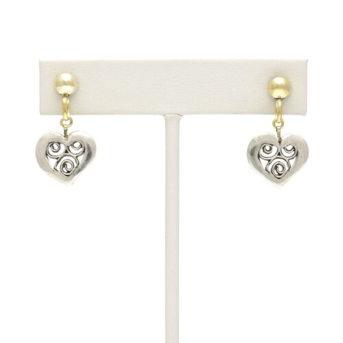 18K Gold-Dipped Silver Heart Swirles Earrings