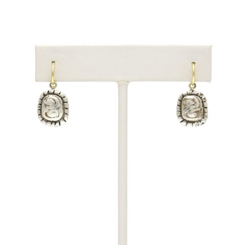 18K Gold-Dipped Silver Square with Notched Edge Earrings
