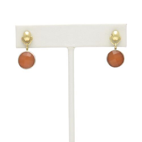 18K Gold-Dipped Silver X Reversible Amber Stone Earrings