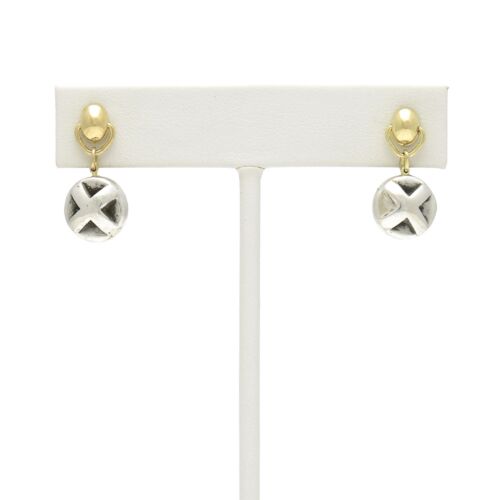 18K Gold-Dipped Silver X Reversible Stone Earrings