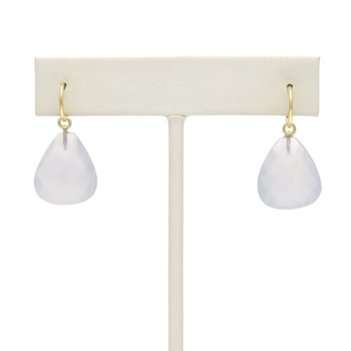 18K Gold-Dipped Tear Drop White Stone Earrings