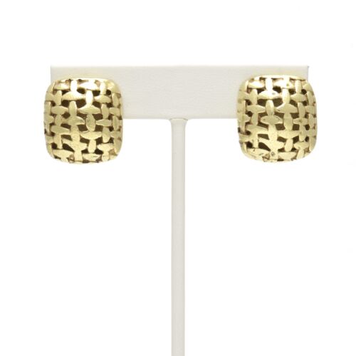 18K Gold-Dipped Woven Soft Square Clip Earrings