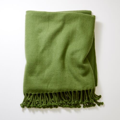 4-Ply Diamond Weave Cashmere Throw Watercress