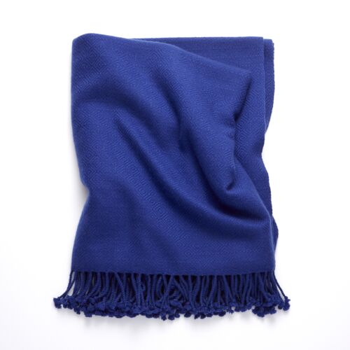 4-Ply Zig Zag Cashmere Throw Clemantis Blue