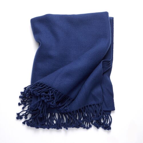 4-Ply Zig Zag Cashmere Throw Deep Cobalt