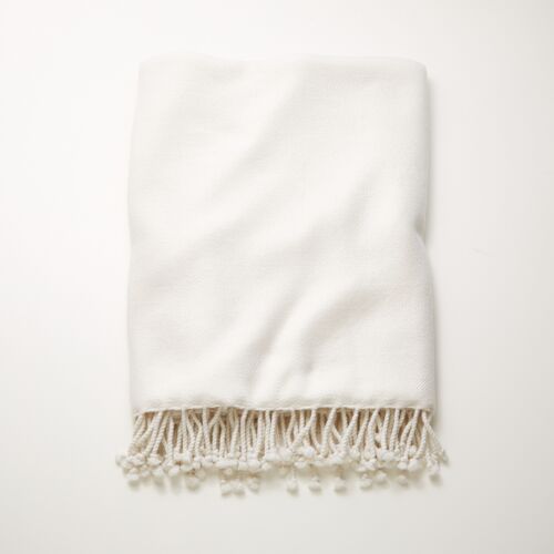 4-Ply Zig Zag Cashmere Throw Egret