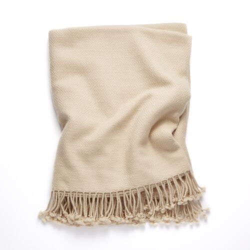 4-Ply Zig Zag Cashmere Throw Tapioca