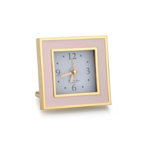Addison Ross Alarm Clock Square Enamel & Gold Pale Pink