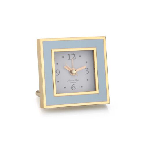 Addison Ross Alarm Clock Square Enamel Powder Blue & Gold