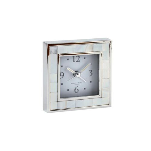 Addison Ross Alarm Clock Square Mother of Pearl & Silver