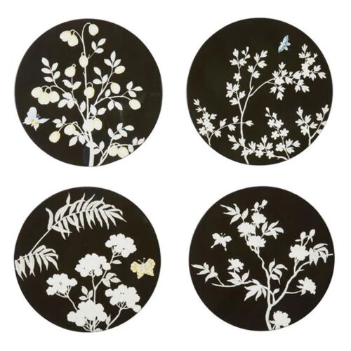 Addison Ross Chinoiserie Black Coaster Set/4