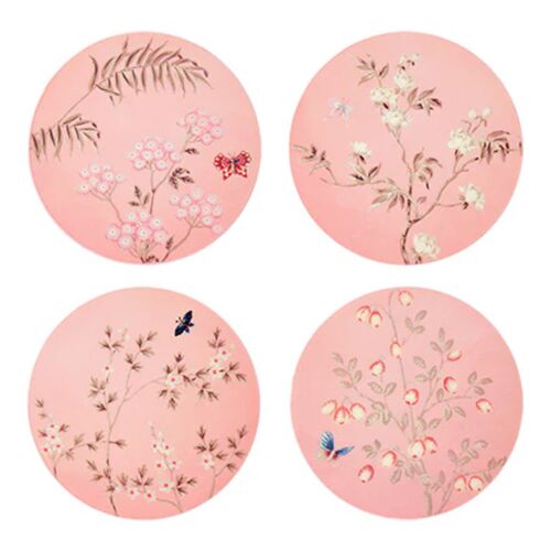 Addison Ross Chinoiserie Pink Coaster Set/4