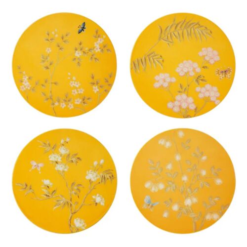 Addison Ross Chinoiserie Yellow Coaster Set/4