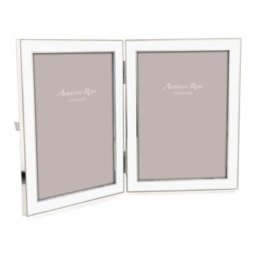 Addison Ross Enamel & Silver White Double Frame 5x7"