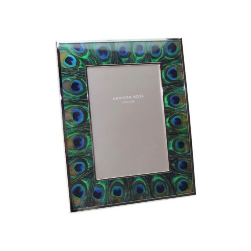 Addison Ross Faux Peacock Feather & Silver Frame 5x7"