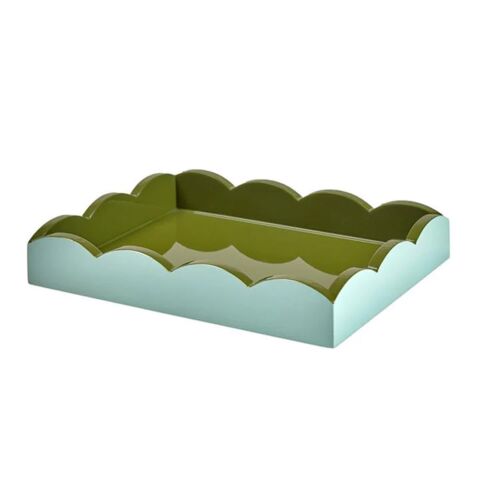 Addison Ross Scallop Tray Eau De Nil & Khaki Small