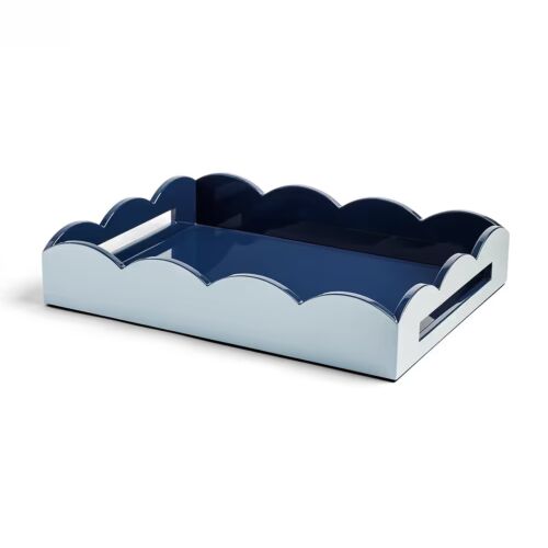  Addison Ross Scallop Tray Pale Denim & Navy 17x13"