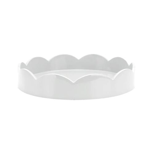 Addison Ross Scallop Round Tray White Small