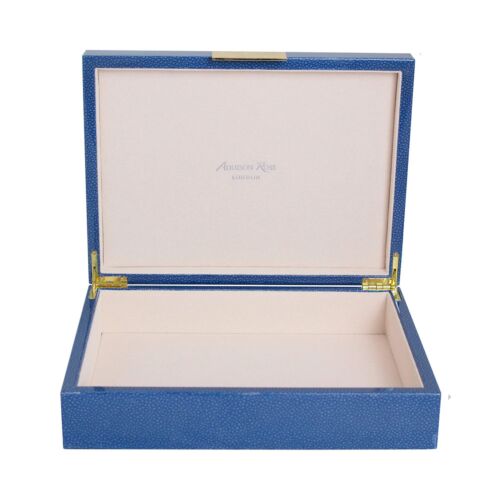 Addison Ross Shagreen Blue Lacquer Box with Gold