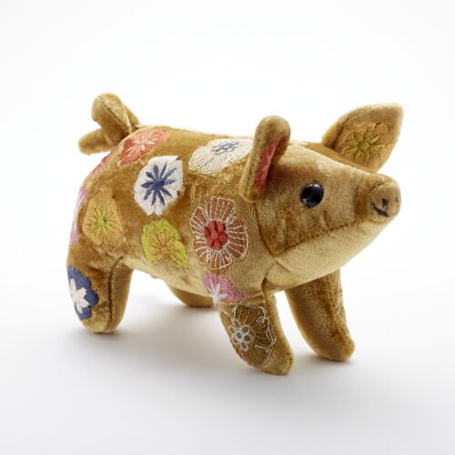 Anke Drechsel Silk Velvet Animal Piglet Antique Gold