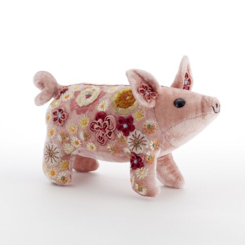 Anke Drechsel Silk Velvet Animal Piglet Old Rose