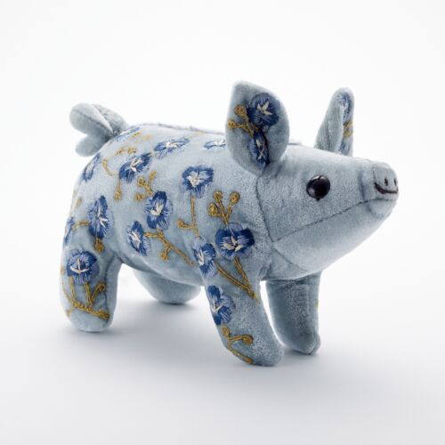 Anke Drechsel Silk Velvet Animal Piglet Heavenly Blue
