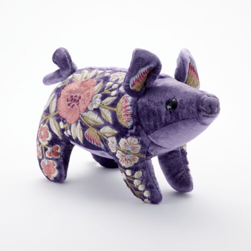 Anke Drechsel Silk Velvet Animal Piglet Violet