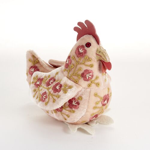 Anke Drechsel Silk Velvet Animal Chicken Old Rose