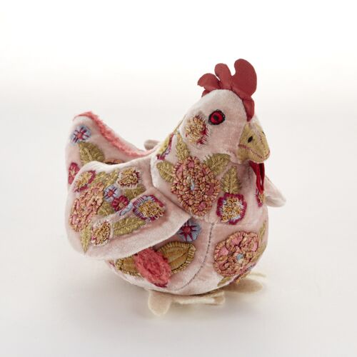 Anke Drechsel Silk Velvet Animal Chicken Old Rose