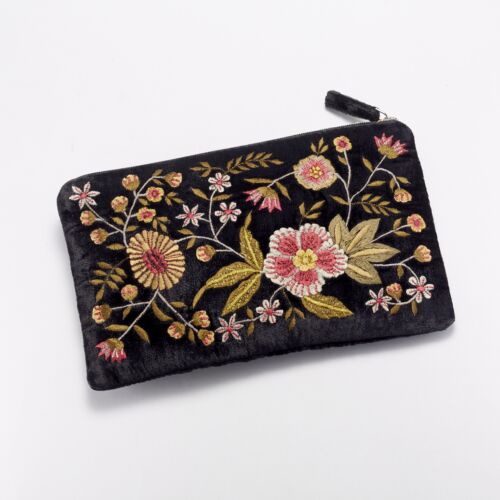 Anke Drechsel Silk Velvet Clutch Bag Small Black